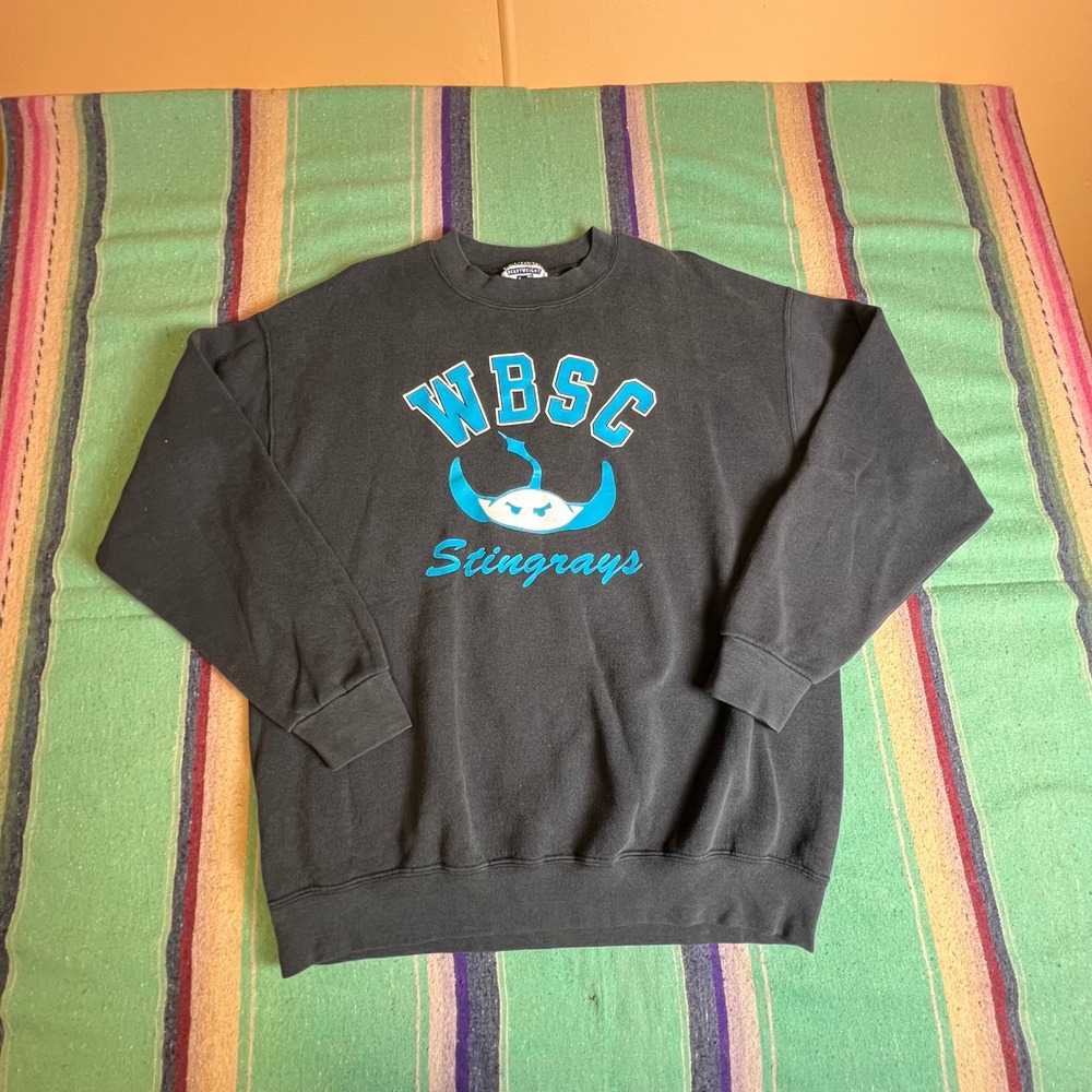 Stingrays Graphic Vintage Sweatshirt Mens L Black WBSC 90s Made in USA BE26